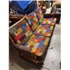 Image 3 : vintage maple couch with patchwork cushions