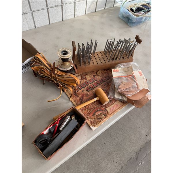 Leather working items, Tools and Leather, etc.