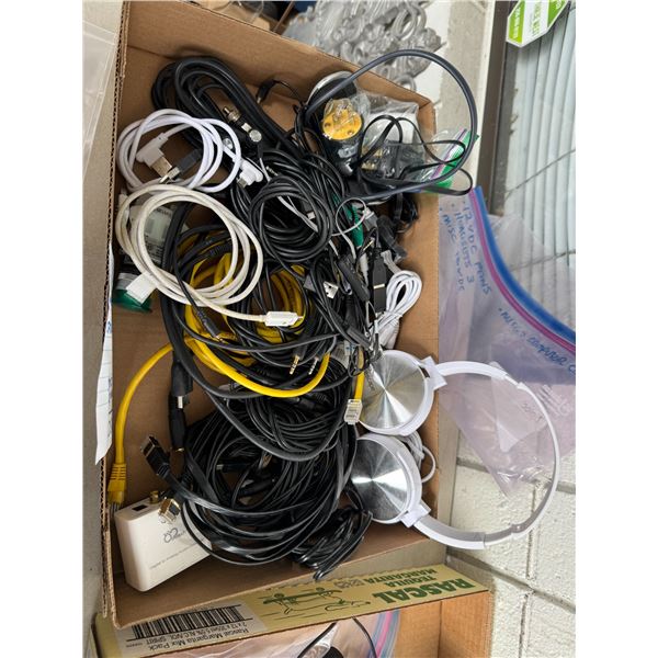 Miscellaneous computer cords, USB – ethernet cables, and headset cord