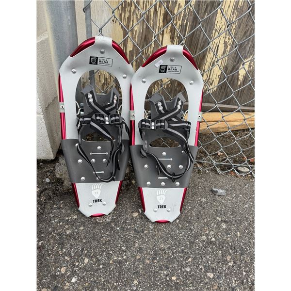 Little bear, snow shoes