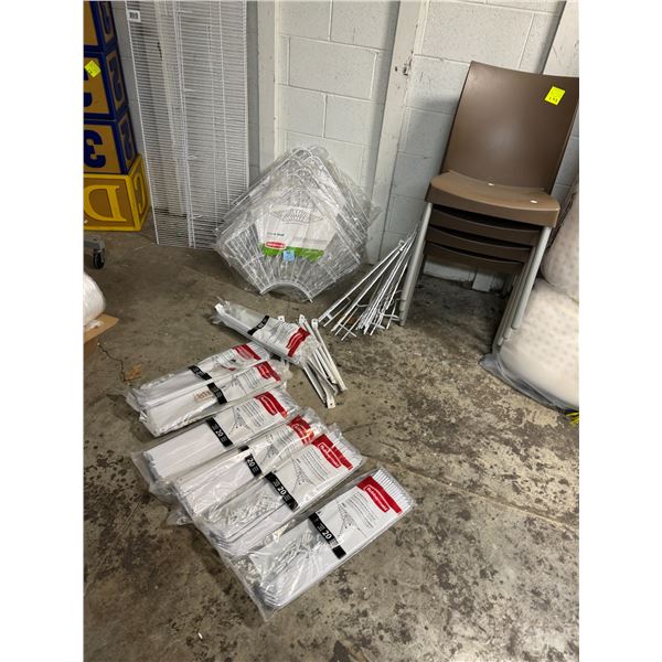 Rubbermaid shelving and brackets, corner shelving, etc.