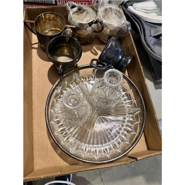 Serving dishes and silver plate