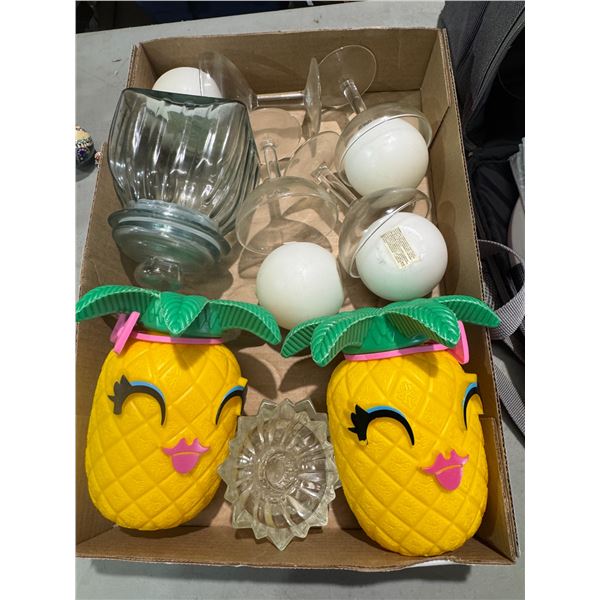 Candles, pineapple, drink holders and Candle Holder