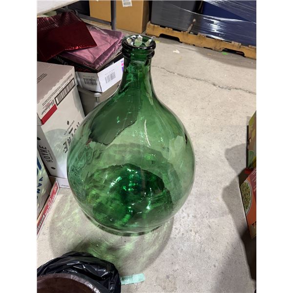 Green glass wine jug