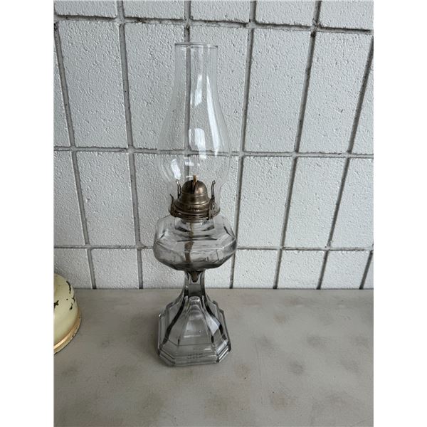 Vintage clear, glass, oil, lamp, Queen, and number 2