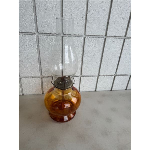 Vintage orange glass base, kerosene lamp PNARISTON Usa