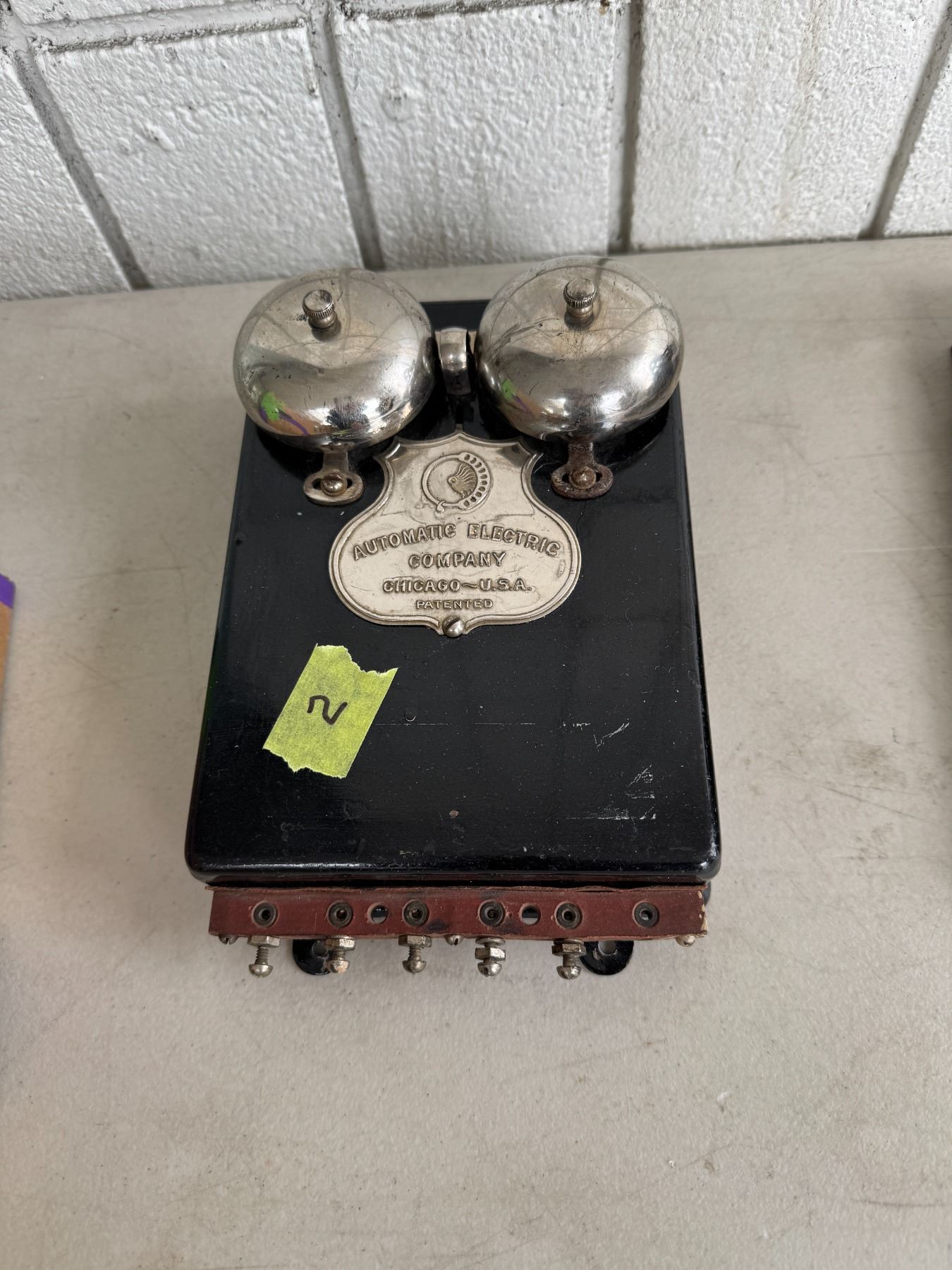 Automated Bell Ringer Automatic electric Chicago wall mount ringer box 2 silver bells, 1923