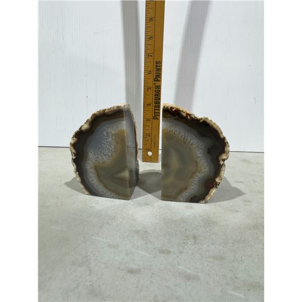 Pair of agate book ends