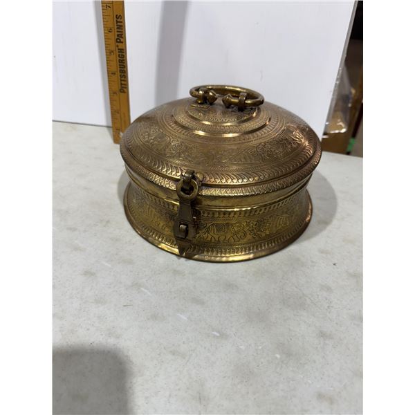 Vintage brass jewelry box from India