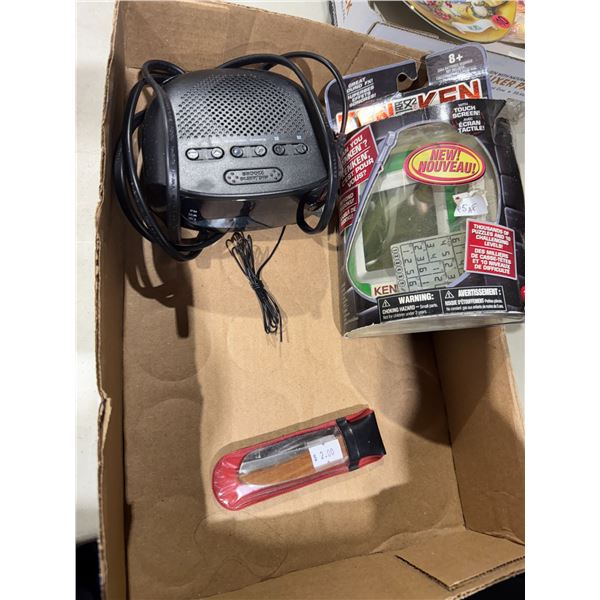 Handheld game alarm clock and Knife