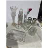 Image 1 : Assorted glassware, corn, cob holders, butter, dish, etc.