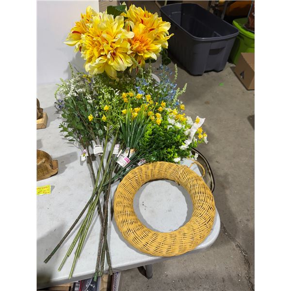 Crafting flowers and wreath