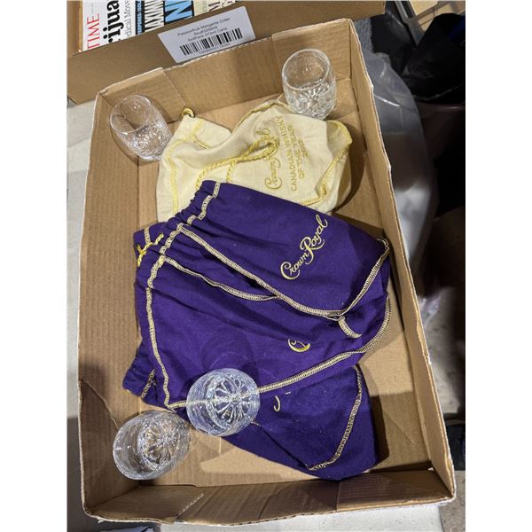 Crown royal glasses and bags