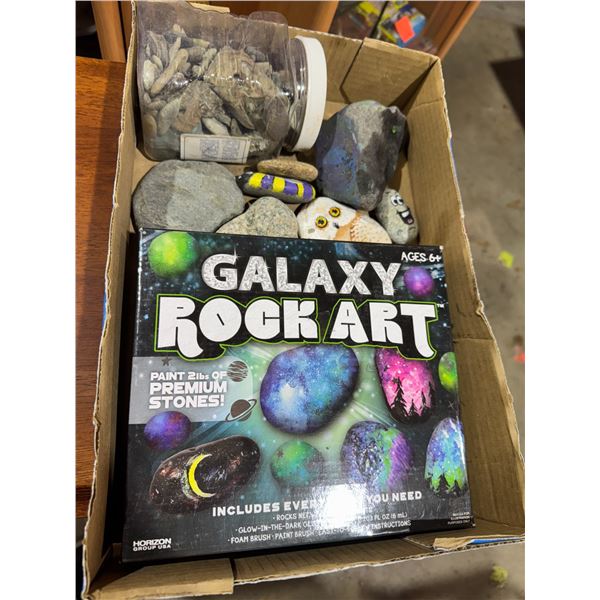Assorted stones and galaxy rock art item