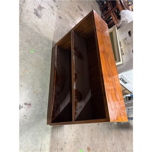 Solid wood bookshelf measures 3 feet long