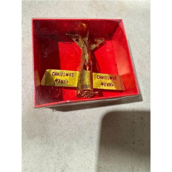 Merry Christmas, solid brass airplane decor