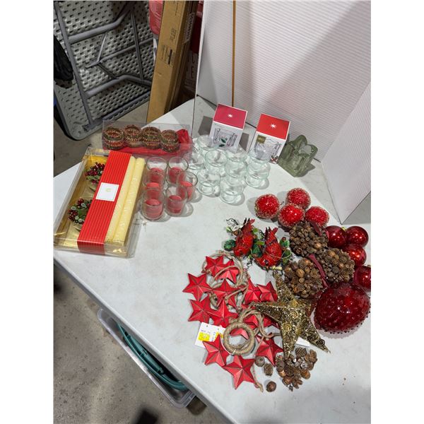 Christmas ornaments and candles