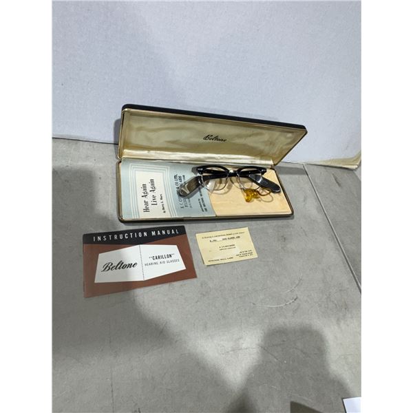 1950s Belltone CARILLON hearing aid glasses