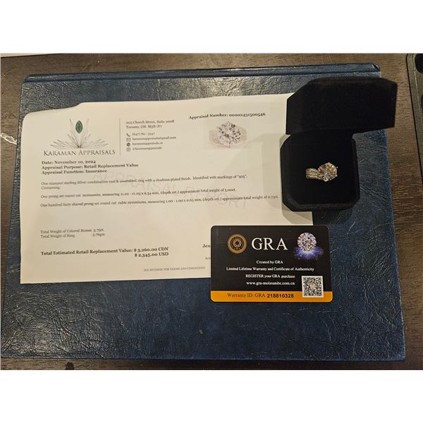 5.00ct Moissanite brilliant cut ring- Size 6