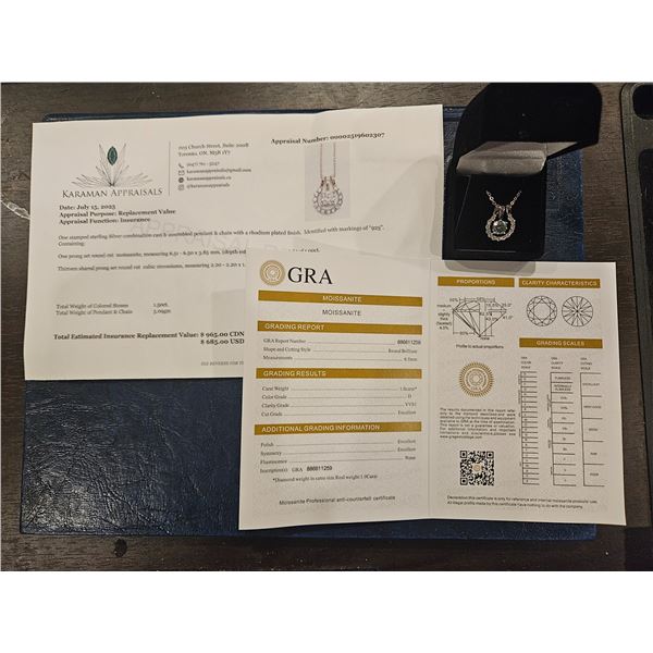 1.00 ct Moissanite blue color with 13 stones necklace