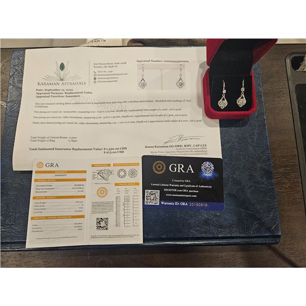 2.00ct Moissanite tear drop dangle earrings