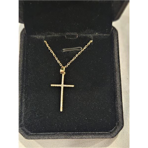 33.00mm Simulated diamond cross necklace- 18"