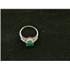Image 3 : Sterling Silver Emerald Ring- Size 6.75
