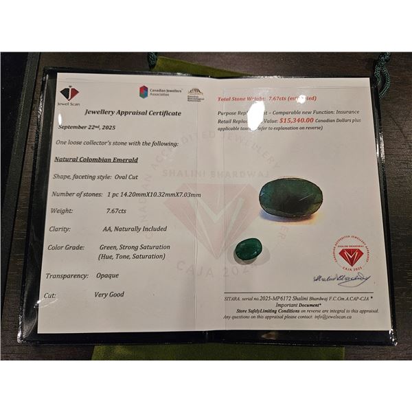 Columbia Emerald- Oval shaped