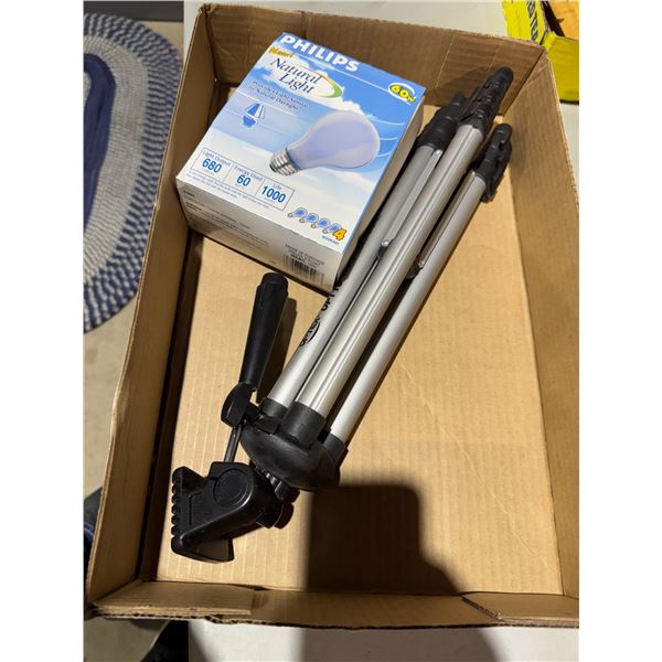Tripod, light bulbs,