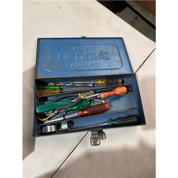 Metal toolbox with tools