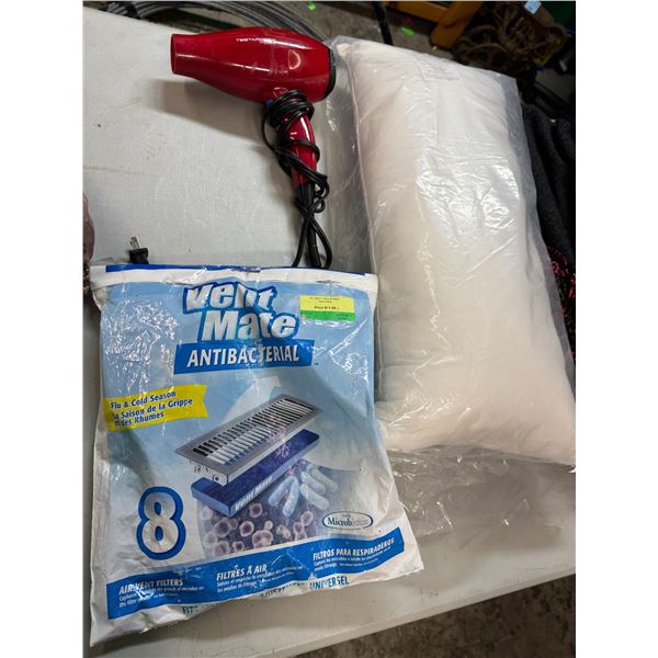 Pillow, hairdryer and vent mates