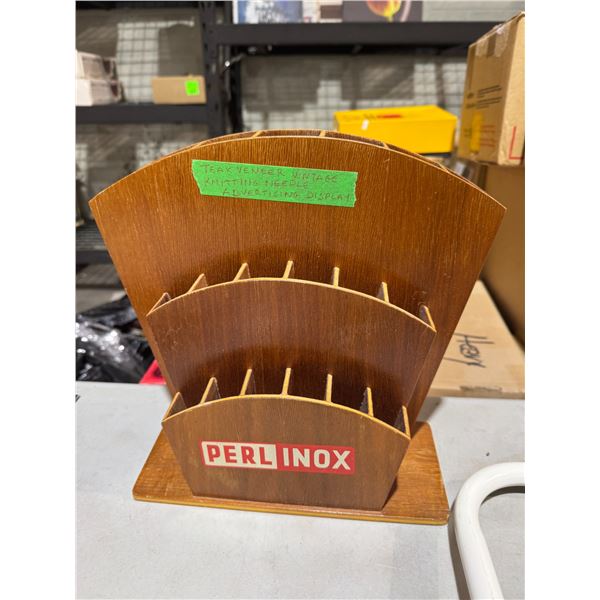 Antique veneer, vintage, knitting, needle, advertising display