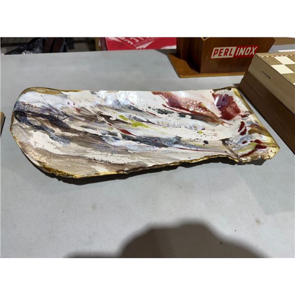 Signed, art, pottery, abstract tray