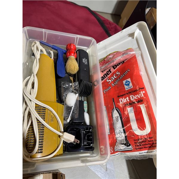 Shaving brush, razor, hairdryer, etc.