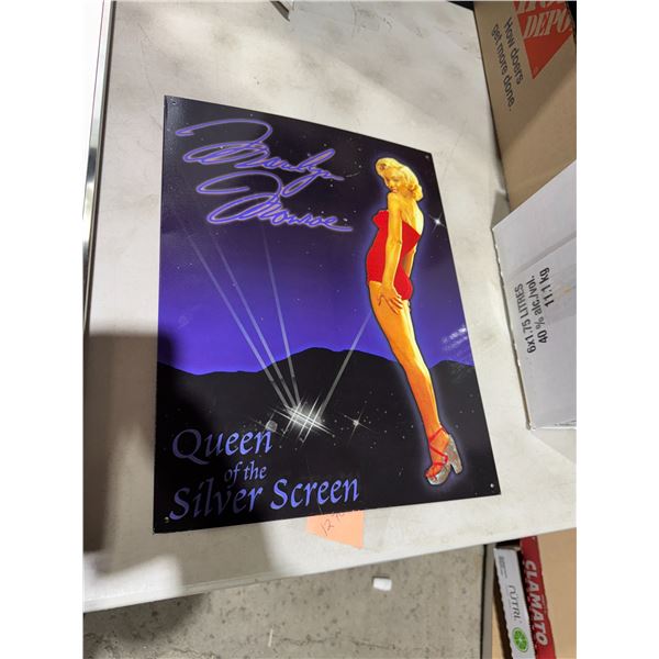 Marilyn Monroe tin sign queen of the silver screen