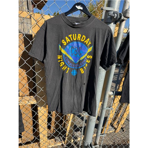 Saturday night, blues T-shirt, size large