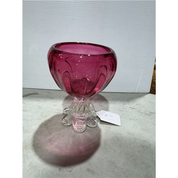 Vintage ROSSI glass Canada footed bowl