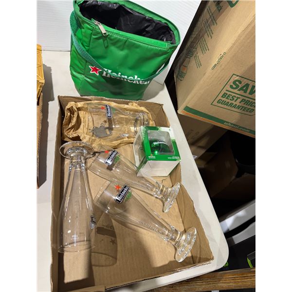 Heineken glasses and cooler bag