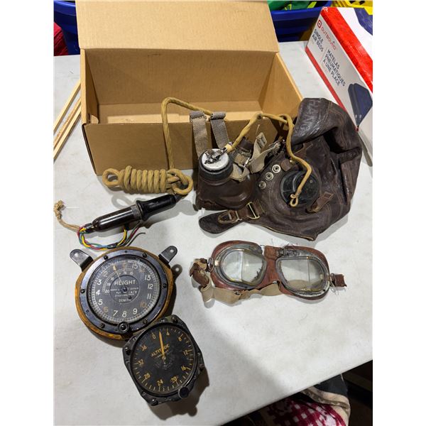 Vintage airplane pilot items