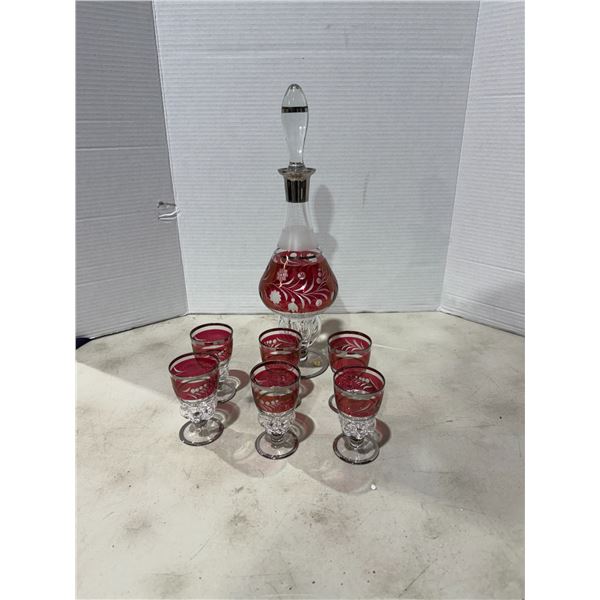 B bohemian Crystal decanter and glasses