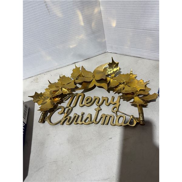 Merry Christmas brass decor
