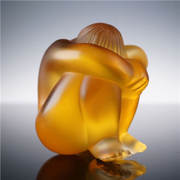 Lalique Crystal Figurine, Nahbi Meditating Nude