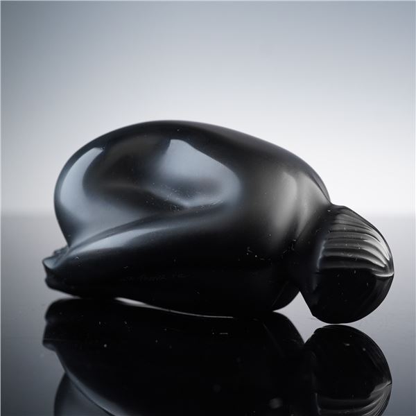 Lalique Black Crystal Figurine, Nu Feuille