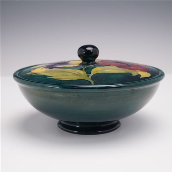 Moorcroft Pottery Covered Bowl, Hibiscus