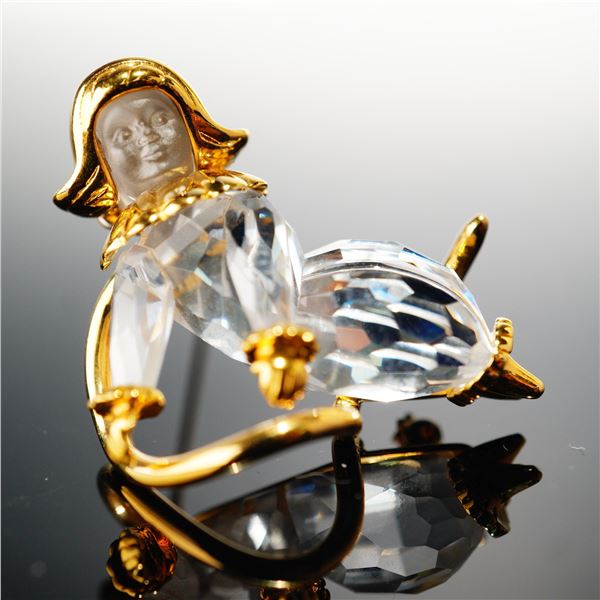 Swarovski Crystal Moon Child Swing Brooch
