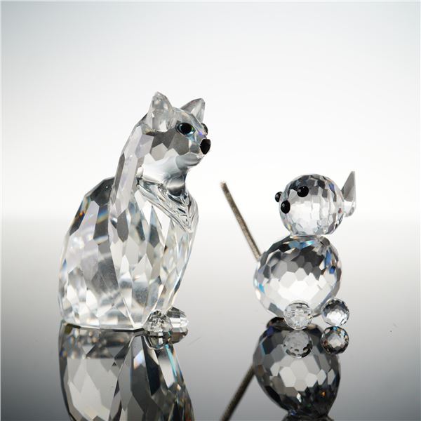 2pc Swarovski Crystal Cat Figurines
