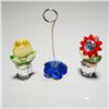 Image 1 : 3pc Swarovski Crystal Flower Figurines and Note Holder