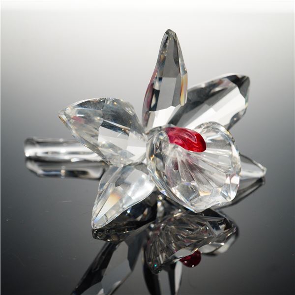 Swarovski Crystal Figurine, Pink Centre Orchid