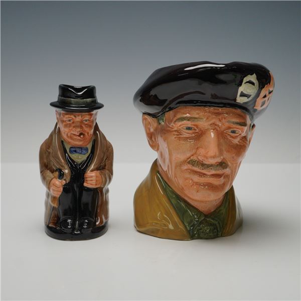 2pc Royal Doulton Lg Character Jug, Monty D6202 & Toby of Winston Churchill