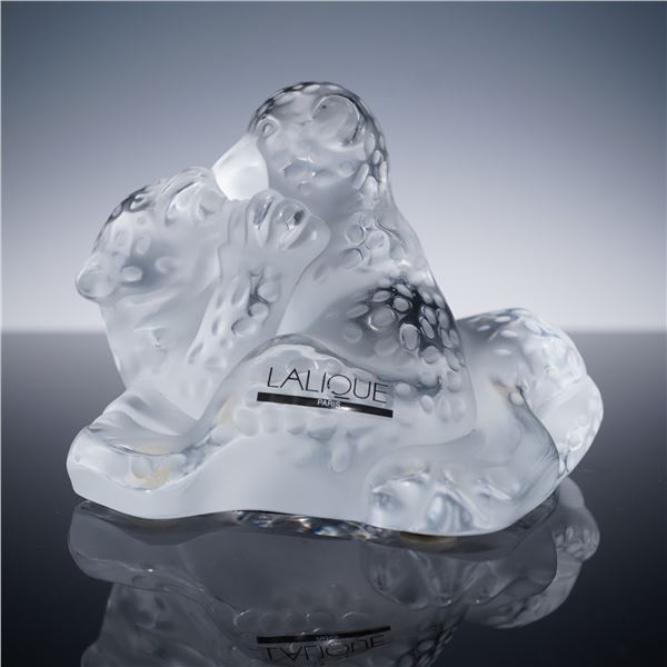 Lalique Crystal Figurine, Jaguar Cubs